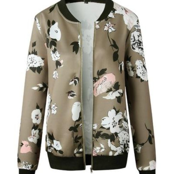 🆕️Floral Printed Zip Up Bomber Jacket - Picture 2 of 4